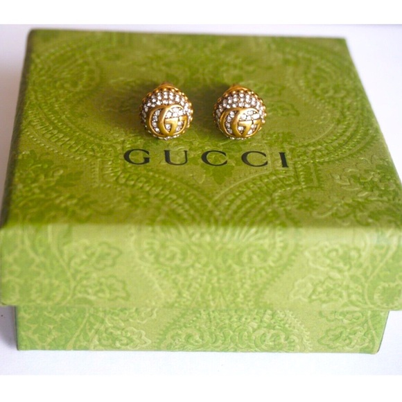 Gucci Gold Plated Crystal Studs - Picture 10 of 14